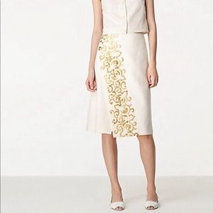 Tory Burch Ivory Kathleen Embroidered A-line skirt